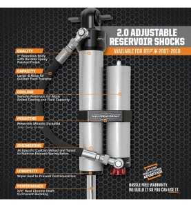 Amortisseur Arrière Rubicon Express Monotube avec réservoir 2.0 pour Jeep Wrangler JK de 2007 à 2018. RXR714