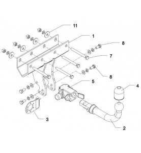 Attelage Jeep Wrangler JK 2007 &+, demontable sans outil