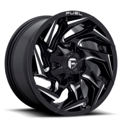 Jante 17x9" D753 Reaction Gloss Black Milled Fuel pour Jeep Wrangler JK / JL / 4xe et Gladiator JT